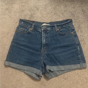 Levi's High Waisted Dark Blue Rolled-Hem Women's Denim Shorts